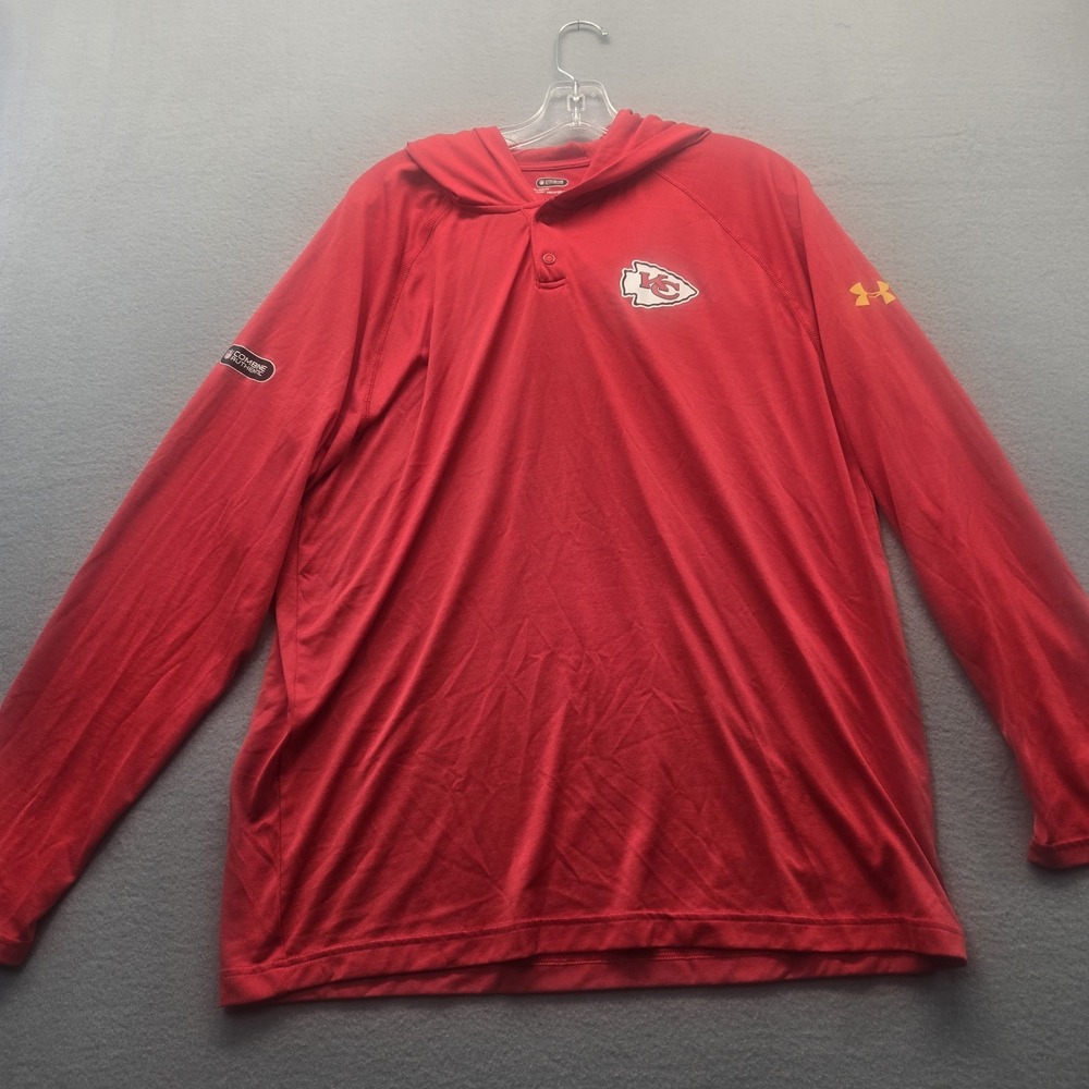 Men's Large Kansas City Chiefs‎ Red Combine Authentic Heatgear Pullover Hoodie